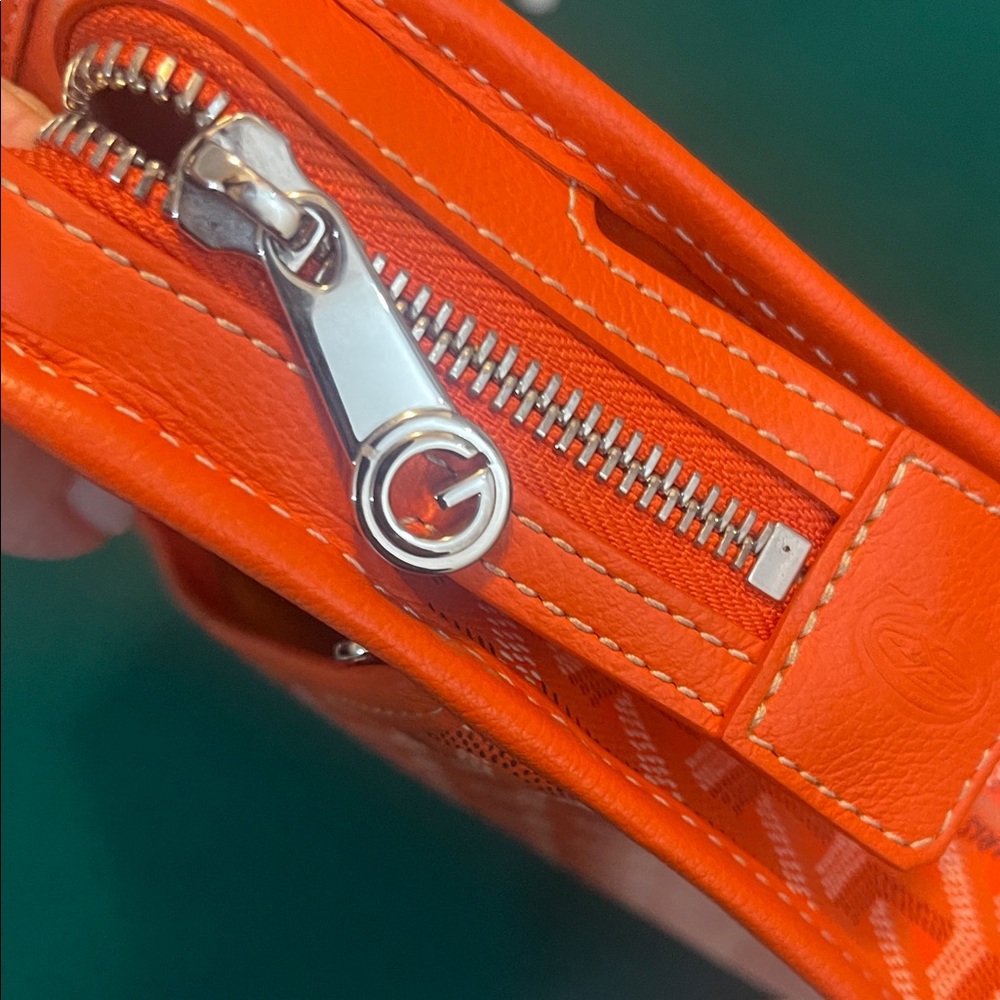 Goyard Orange Chevron Canvas Zip Pouch Tote - Picture 8 of 9